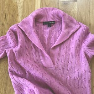 Women’s RALPH LAUREN 100% cashmere polo style cable knit sweater